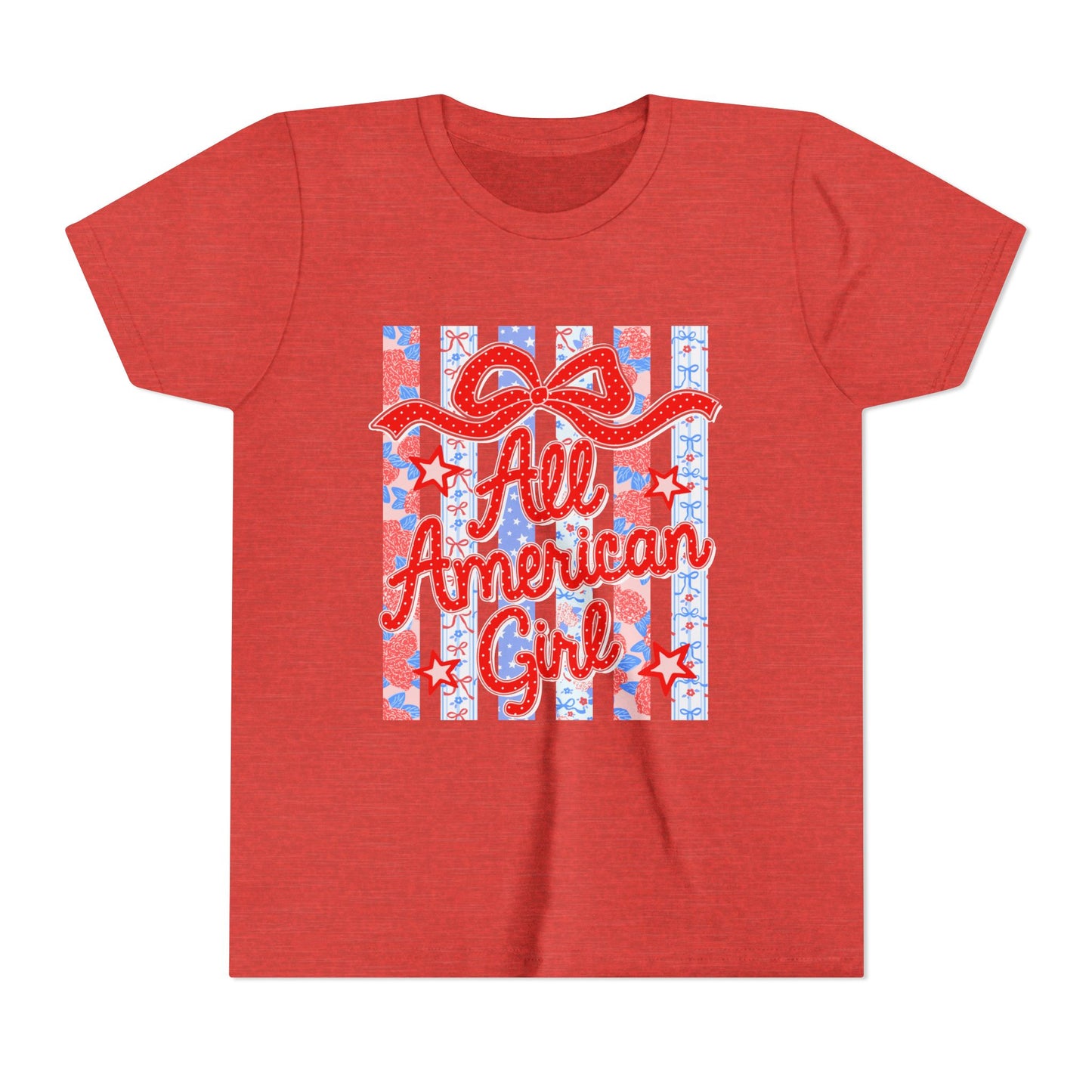 All American Girl Youth Tee — Patriotic 4th of July Kids Shirt