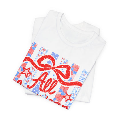 All American Girl T-Shirt — Patriotic Fourth of July Tee with Stars & Stripes