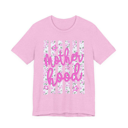 Motherhood Floral Tee — Pink Script Mom Shirt