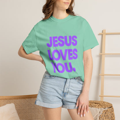 Jesus Loves You T-Shirt — Bold Purple Faith Tee