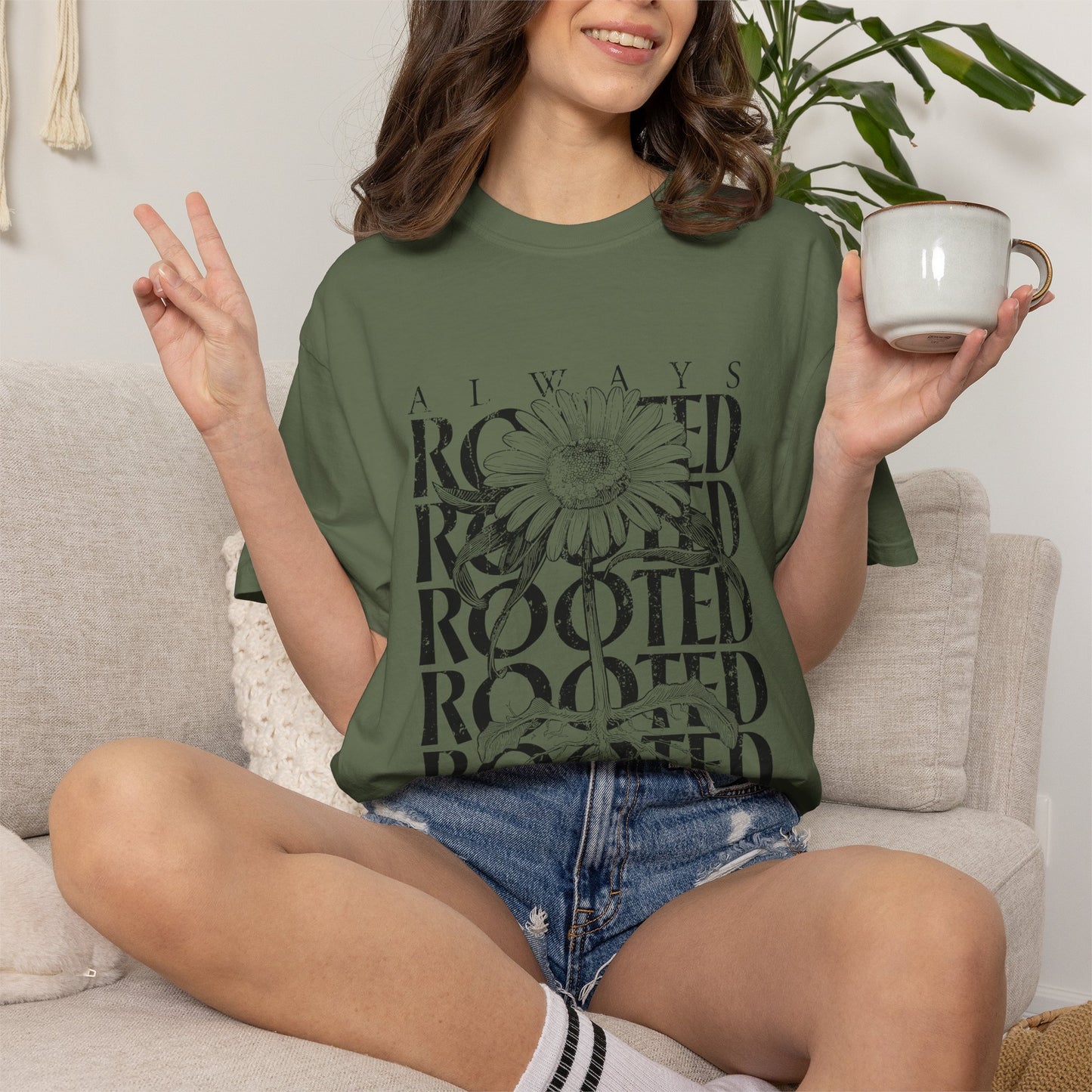 Rooted in Christ Floral T-Shirt — Faith-Based Daisy Graphic Tee