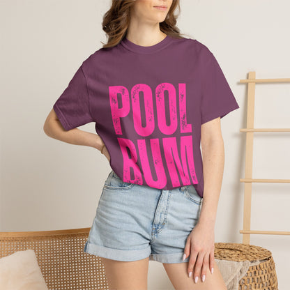 Pool Bum T-Shirt — Vintage Pink Graphic Tee for Pool Lovers