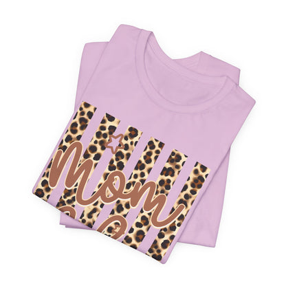 Mom Life Leopard Stripe Tee — "Mom Life" Graphic T-Shirt