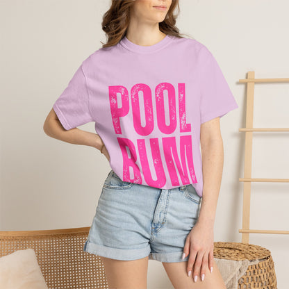 Pool Bum T-Shirt — Vintage Pink Graphic Tee for Pool Lovers