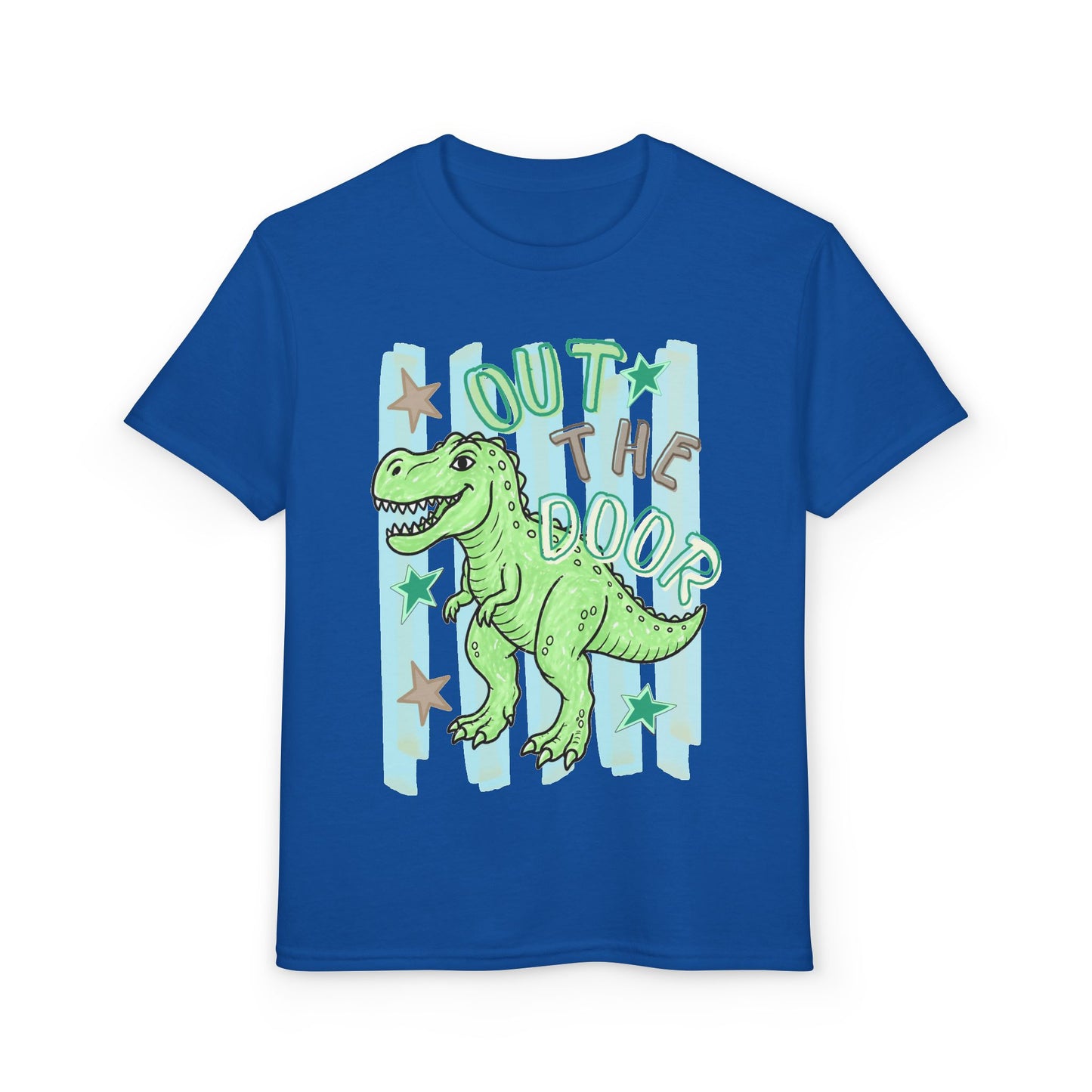 Youth T-Shirt — "Out the Door" Dino Graphic Tee
