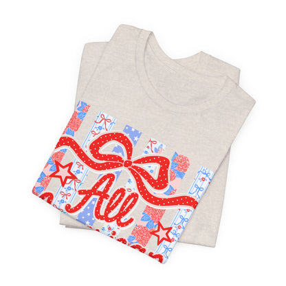All American Girl T-Shirt — Patriotic Fourth of July Tee with Stars & Stripes