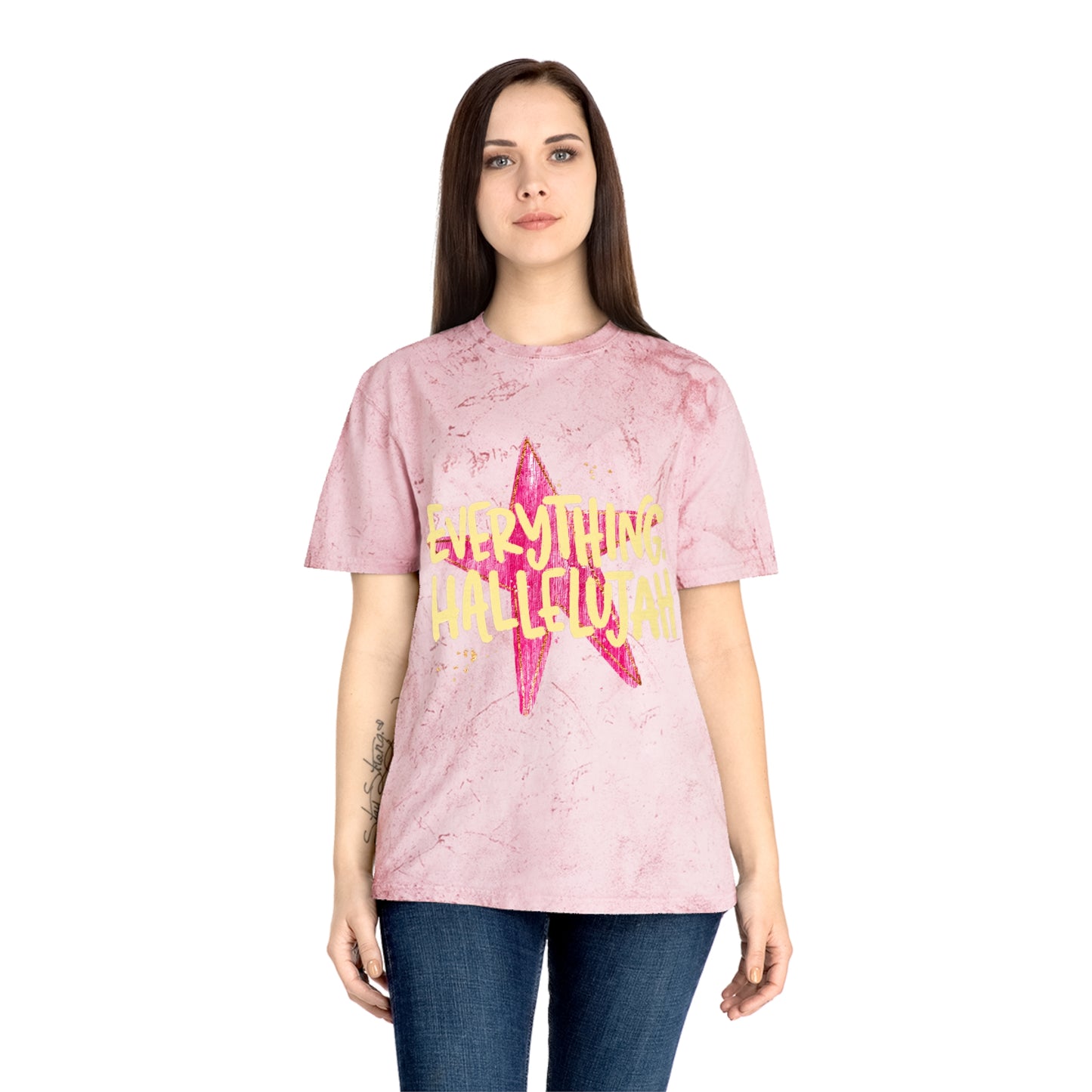 Everything Hallelujah Tie-Dye T-Shirt — Retro Pink Star Graphic