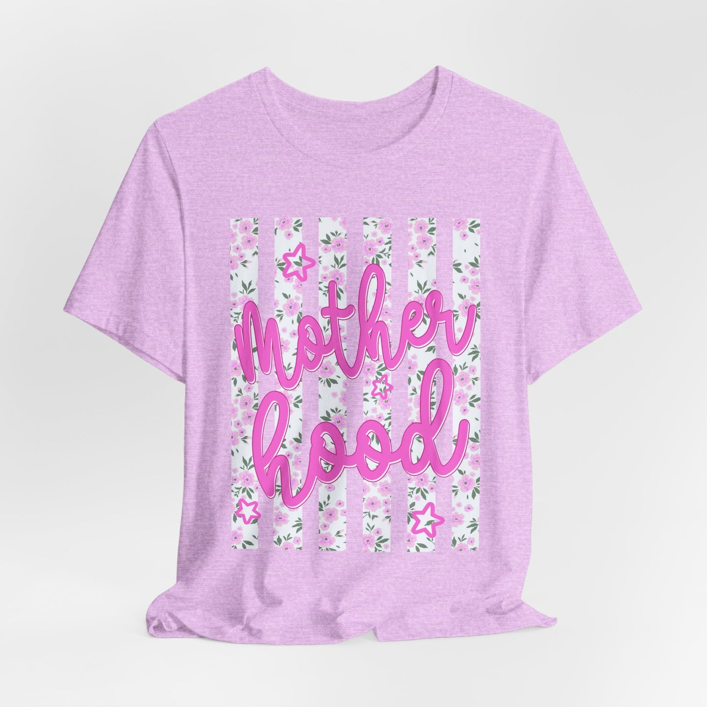 Motherhood Floral Tee — Pink Script Mom Shirt