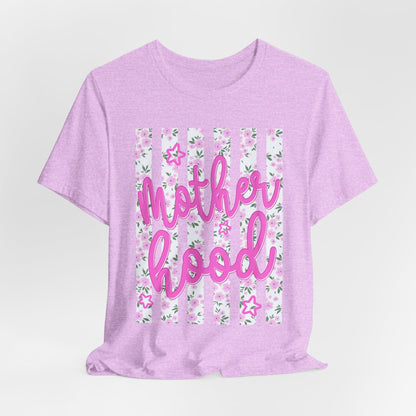 Motherhood Floral Tee — Pink Script Mom Shirt