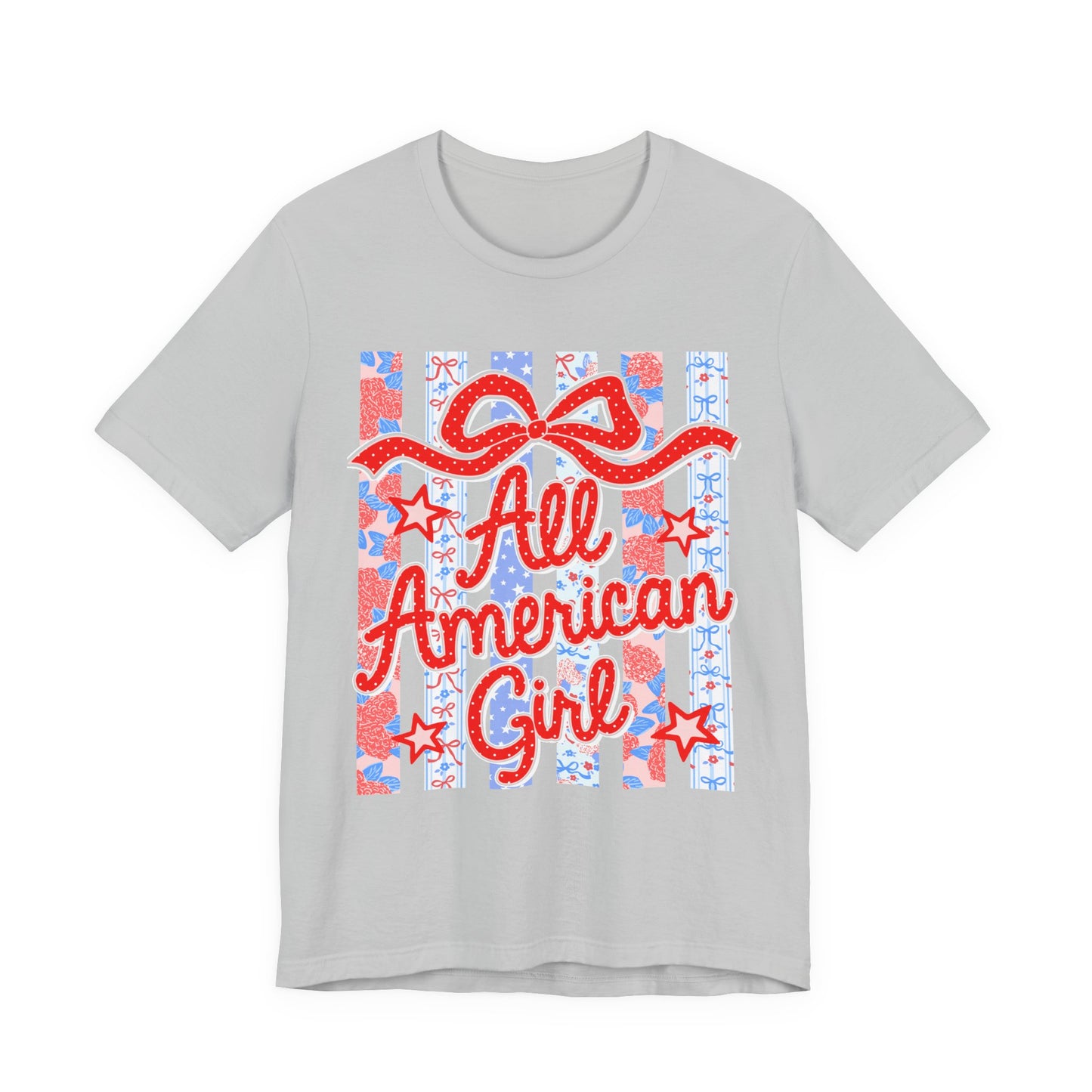 All American Girl T-Shirt — Patriotic Fourth of July Tee with Stars & Stripes