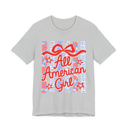 All American Girl T-Shirt — Patriotic Fourth of July Tee with Stars & Stripes