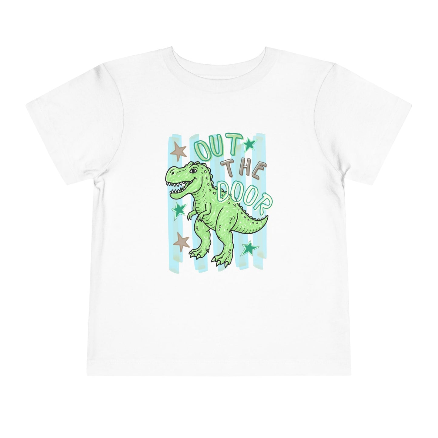 Toddler Tee - "Out the Door" Green Dino Graphic