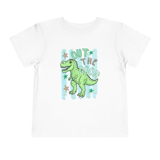 Toddler Tee - "Out the Door" Green Dino Graphic