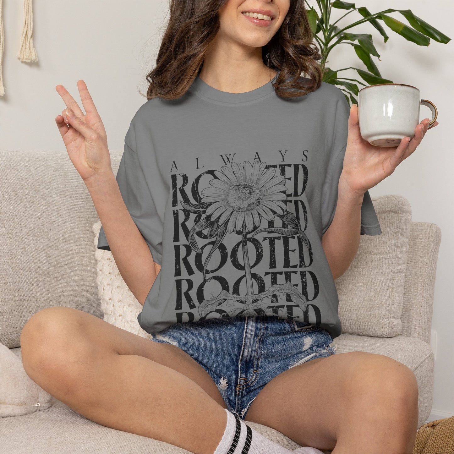Rooted in Christ Floral T-Shirt — Faith-Based Daisy Graphic Tee