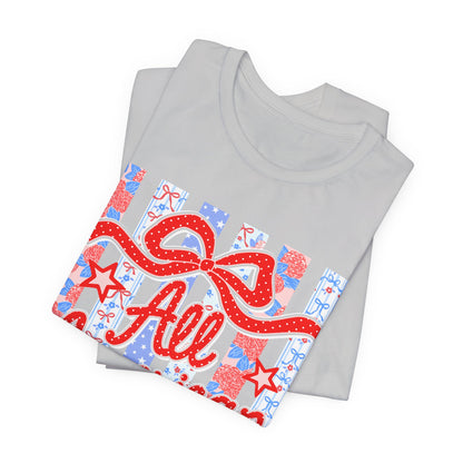All American Girl T-Shirt — Patriotic Fourth of July Tee with Stars & Stripes