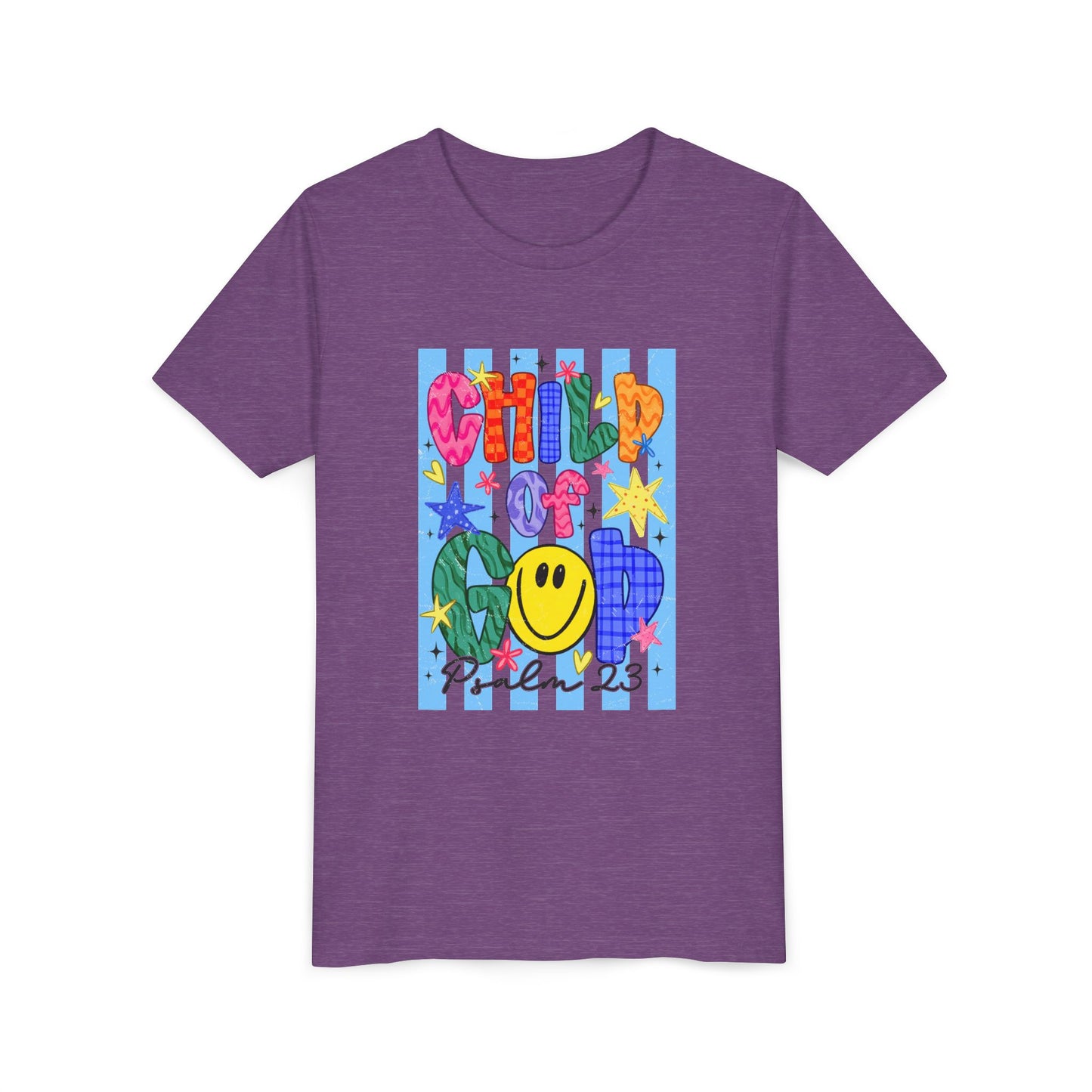 Child of God Youth T‑Shirt — Colorful Smiley Faith Tee