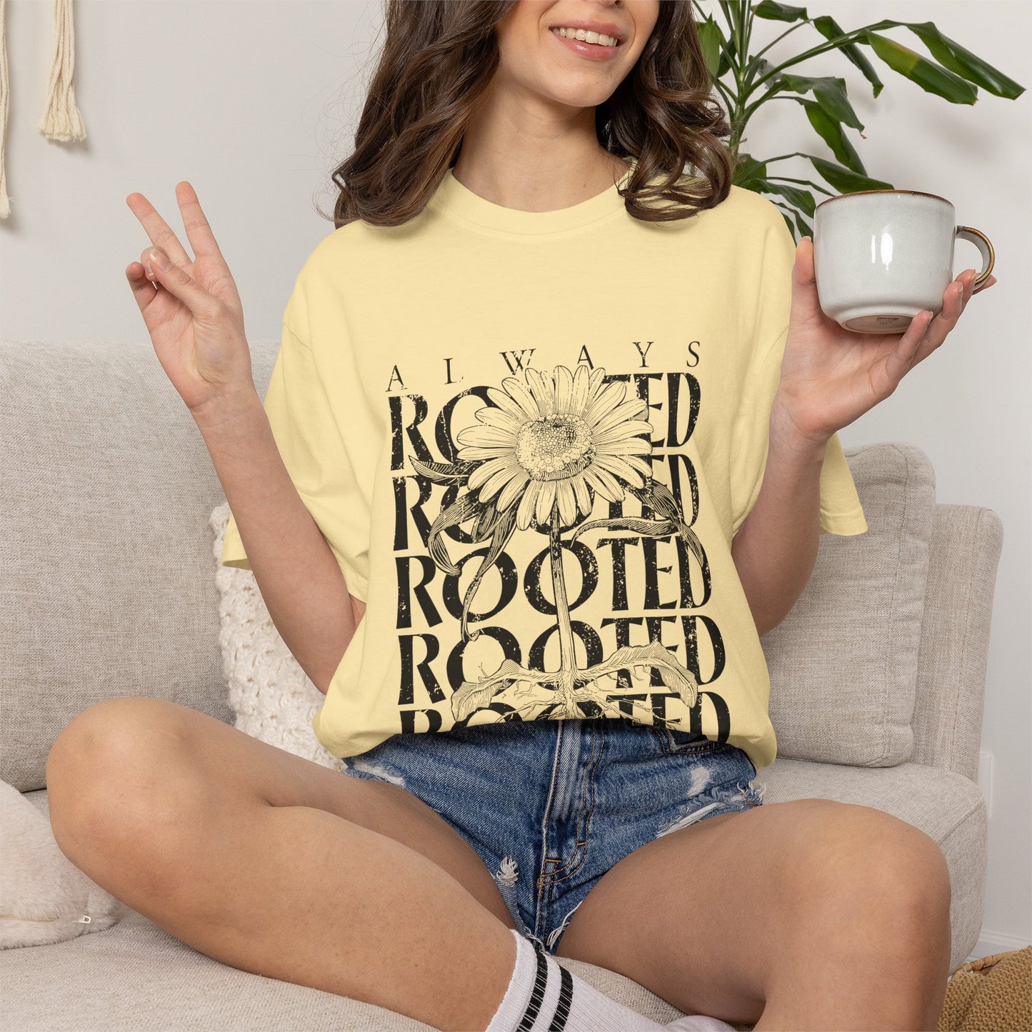 Rooted in Christ Floral T-Shirt — Faith-Based Daisy Graphic Tee