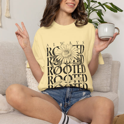 Rooted in Christ Floral T-Shirt — Faith-Based Daisy Graphic Tee