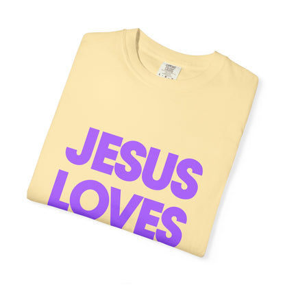 Jesus Loves You T-Shirt — Bold Purple Faith Tee