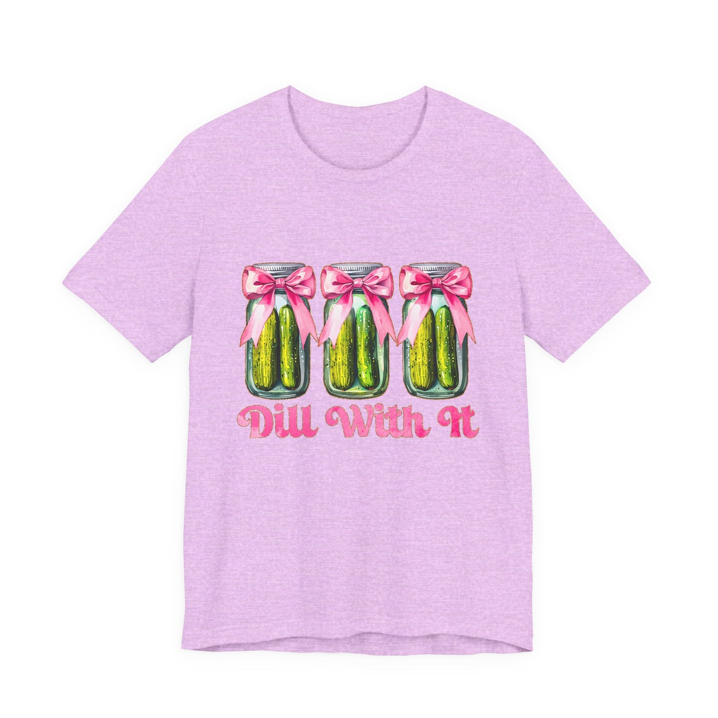 Dill With It Tee — Cute Pickle Jars with Pink Bows Graphic Shirt