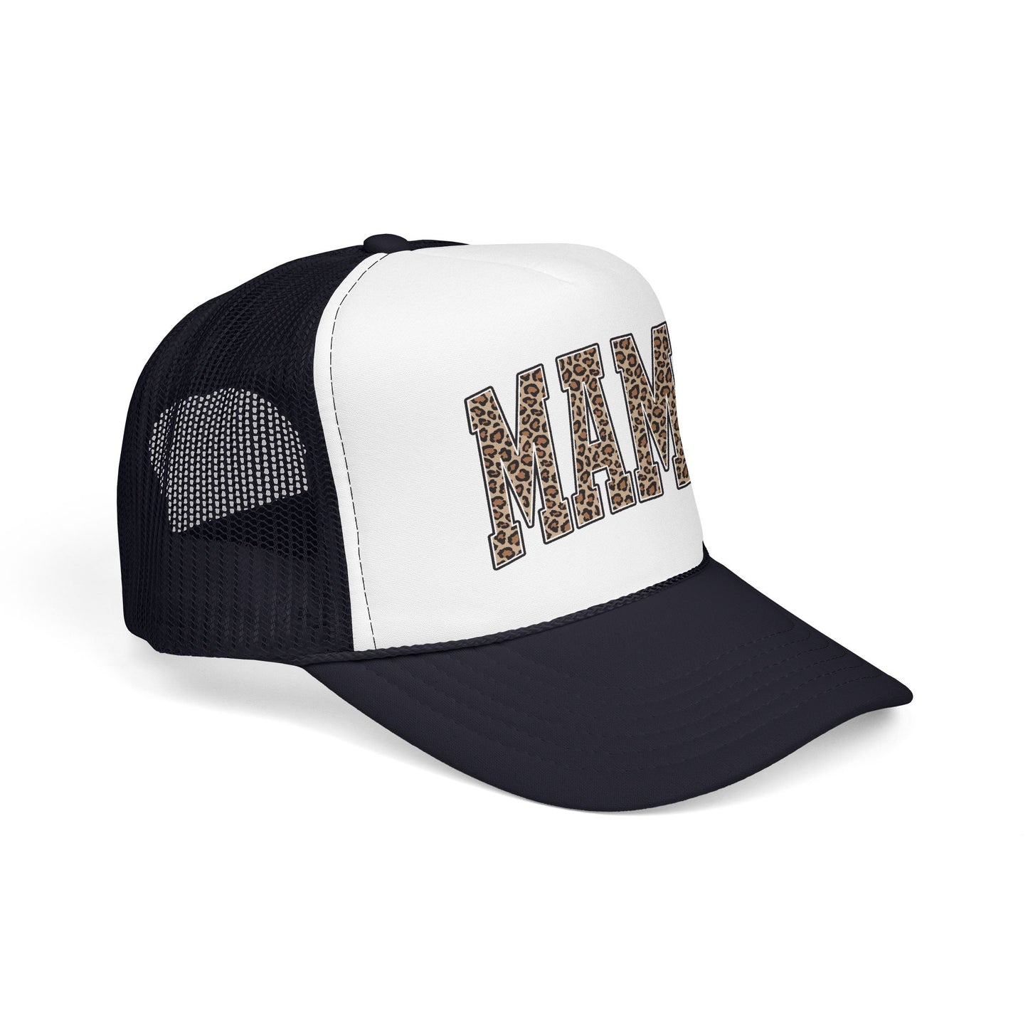Mama Leopard Trucker Hat — Foam Mesh Cap with Leopard Print "MAMA"