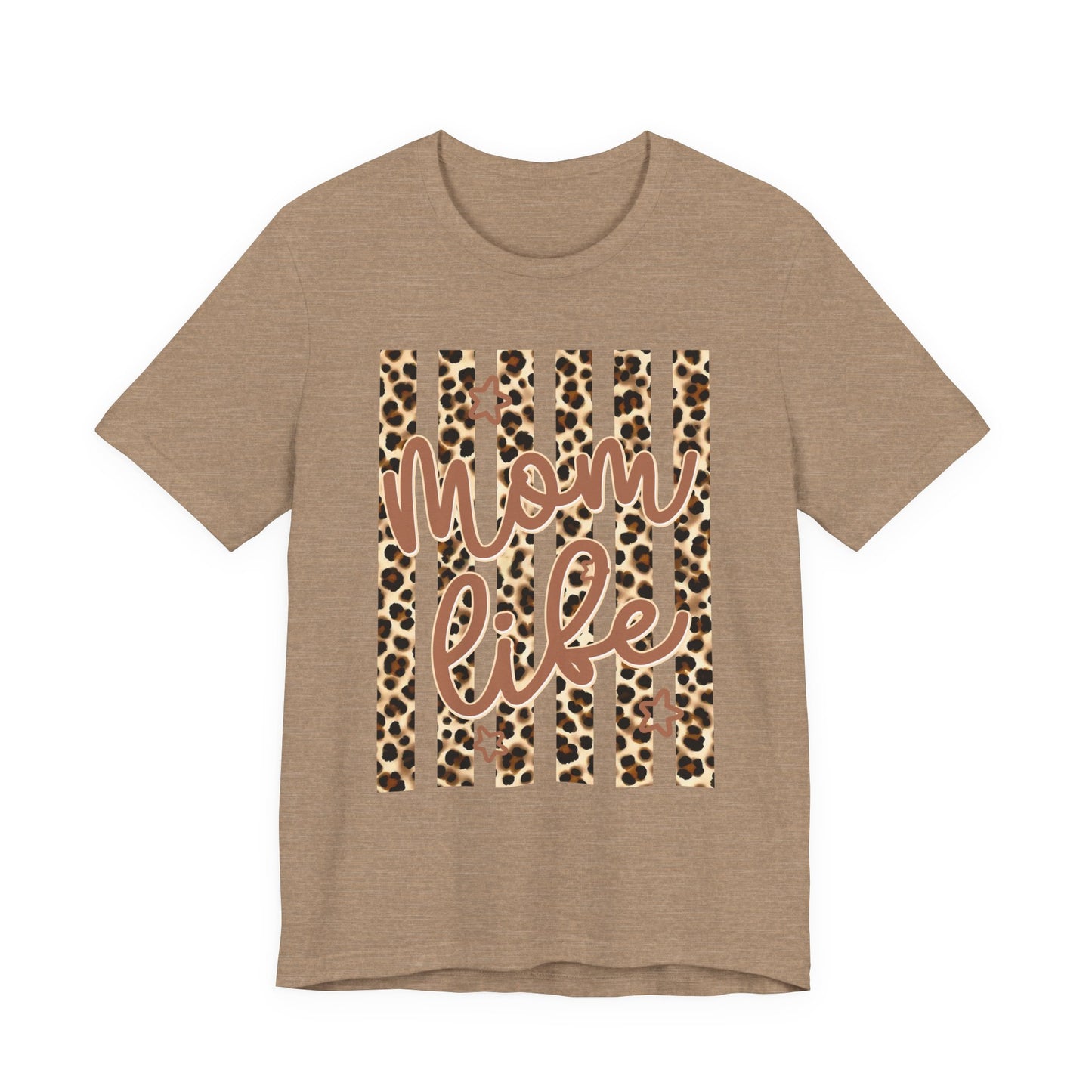 Mom Life Leopard Stripe Tee — "Mom Life" Graphic T-Shirt