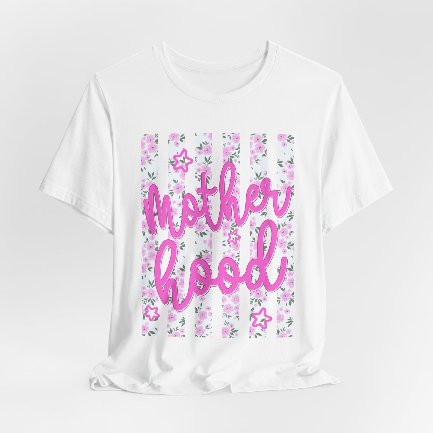 Motherhood Floral Tee — Pink Script Mom Shirt