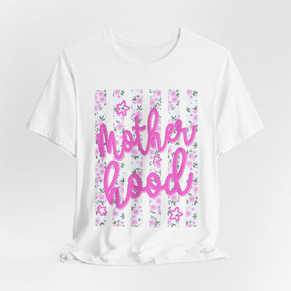 Motherhood Floral Tee — Pink Script Mom Shirt