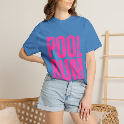 Pool Bum T-Shirt — Vintage Pink Graphic Tee for Pool Lovers