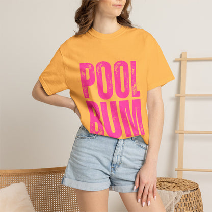 Pool Bum T-Shirt — Vintage Pink Graphic Tee for Pool Lovers