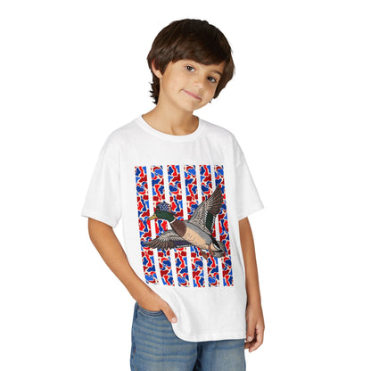 Youth T-Shirt — Red, White & Blue Flying Duck Graphic