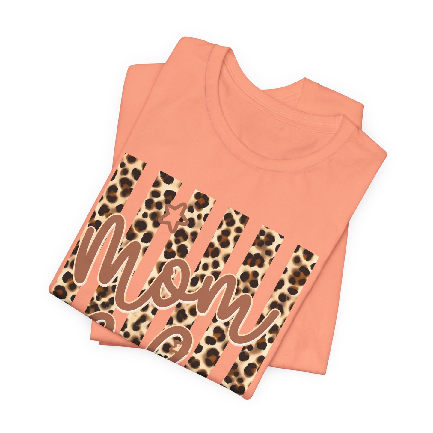 Mom Life Leopard Stripe Tee — "Mom Life" Graphic T-Shirt