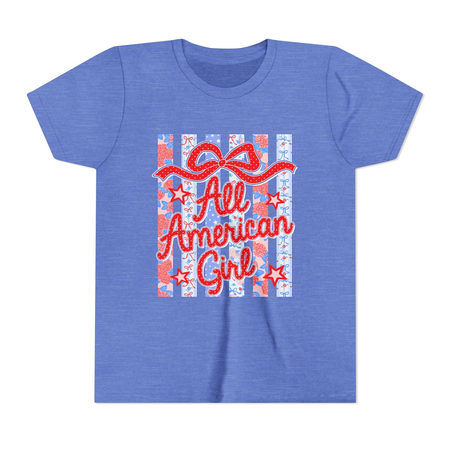 All American Girl Youth Tee — Patriotic 4th of July Kids Shirt