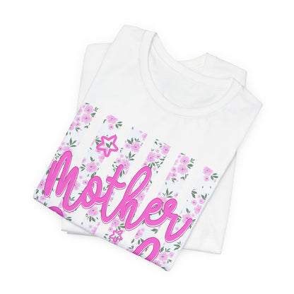 Motherhood Floral Tee — Pink Script Mom Shirt