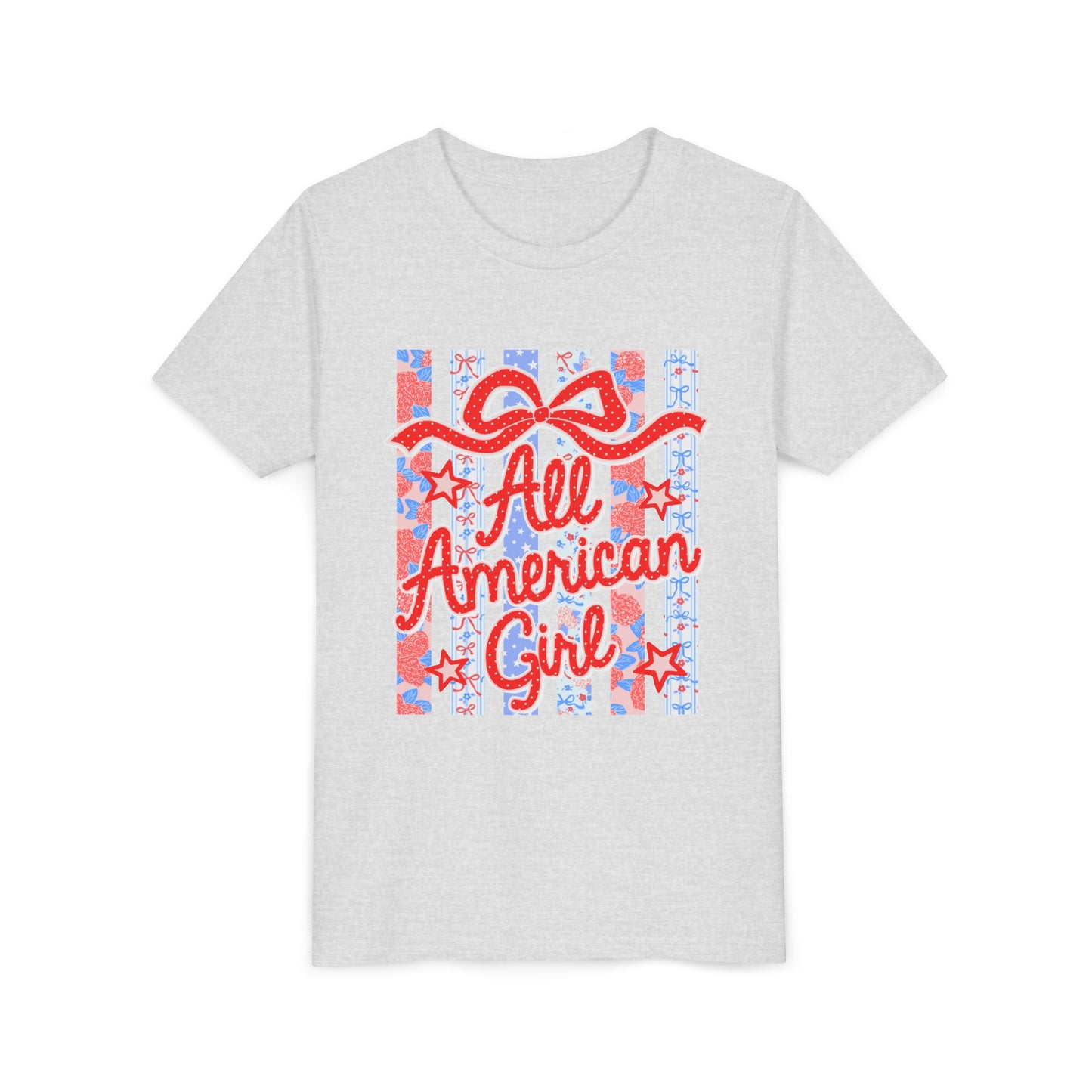 All American Girl Youth Tee — Patriotic 4th of July Kids Shirt