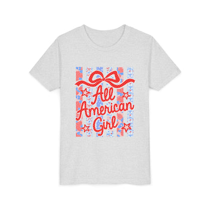 All American Girl Youth Tee — Patriotic 4th of July Kids Shirt