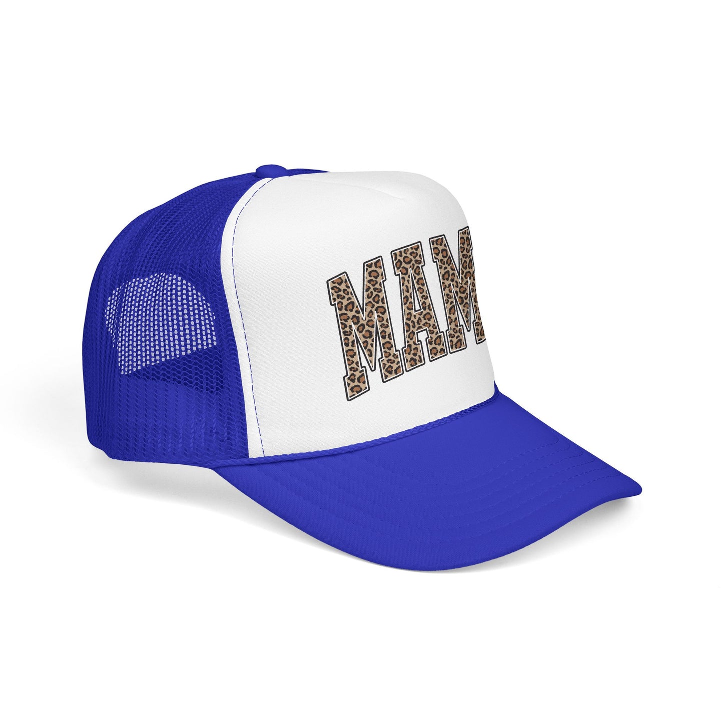Mama Leopard Trucker Hat — Foam Mesh Cap with Leopard Print "MAMA"