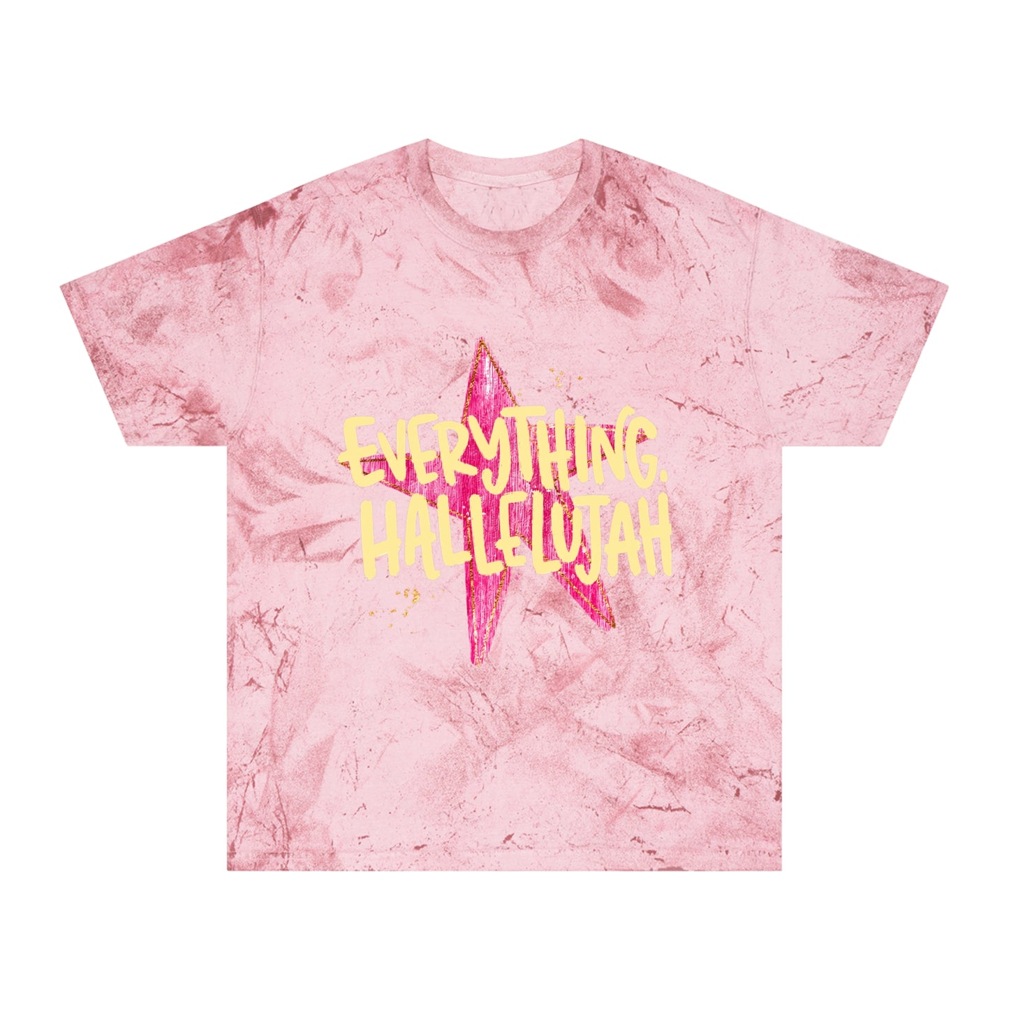 Everything Hallelujah Tie-Dye T-Shirt — Retro Pink Star Graphic