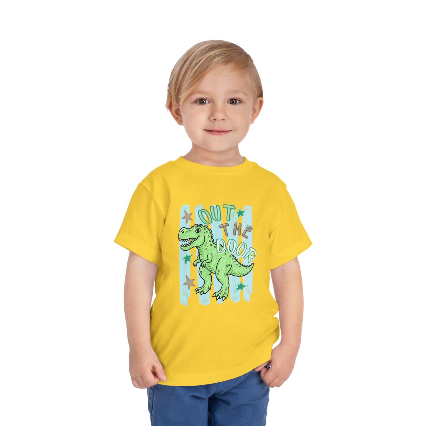 Toddler Tee - "Out the Door" Green Dino Graphic