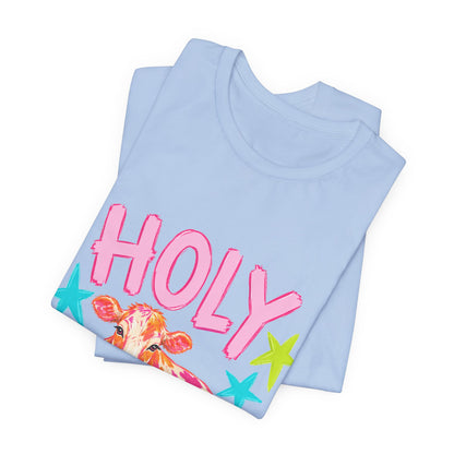 Holy Cow Graphic Tee — Colorful Cow Shirt with 'HOLY' Lettering