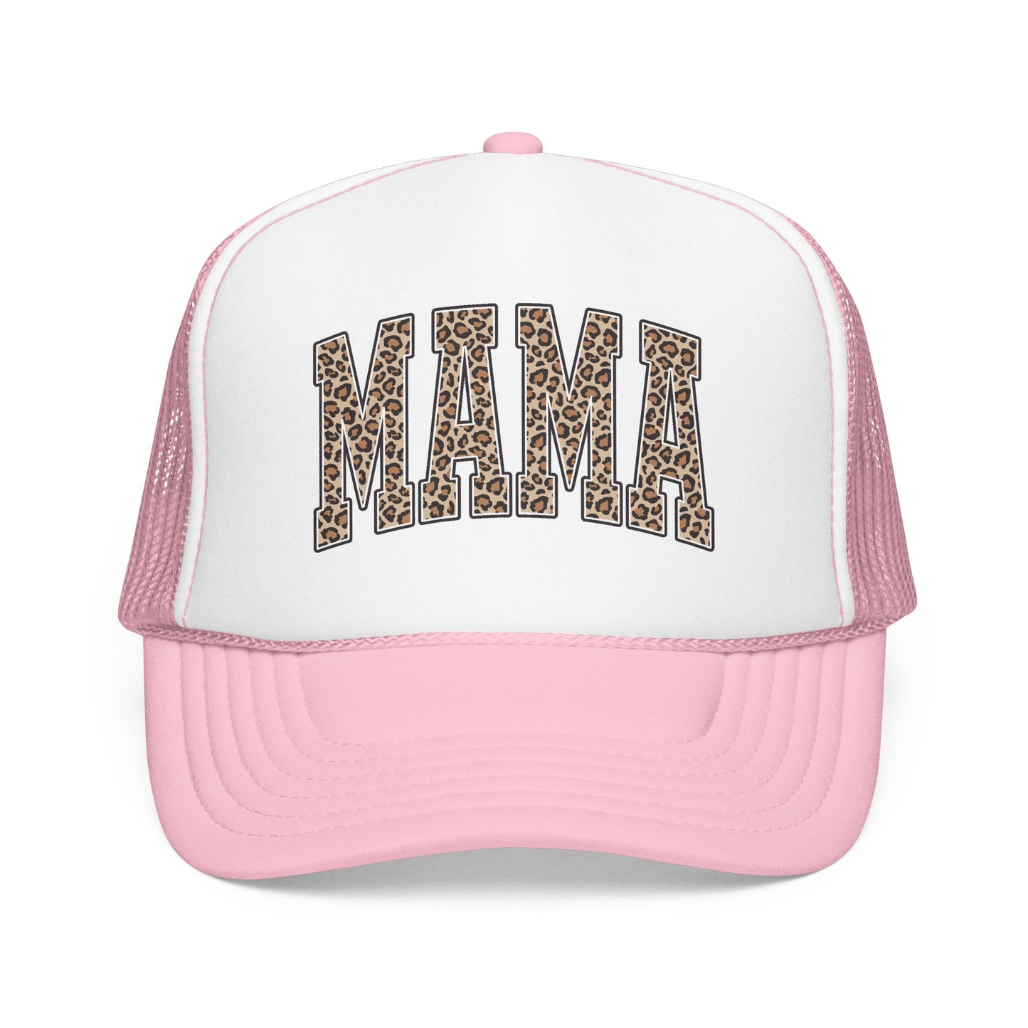 Mama Leopard Trucker Hat — Foam Mesh Cap with Leopard Print "MAMA"
