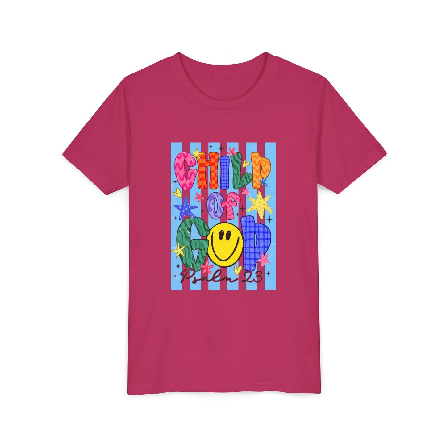 Child of God Youth T‑Shirt — Colorful Smiley Faith Tee