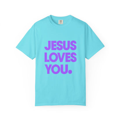 Jesus Loves You T-Shirt — Bold Purple Faith Tee