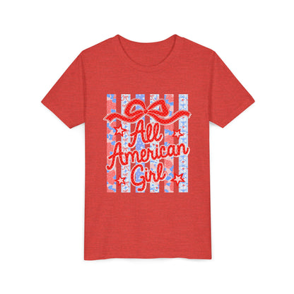 All American Girl Youth Tee — Patriotic 4th of July Kids Shirt