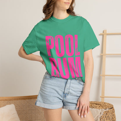 Pool Bum T-Shirt — Vintage Pink Graphic Tee for Pool Lovers