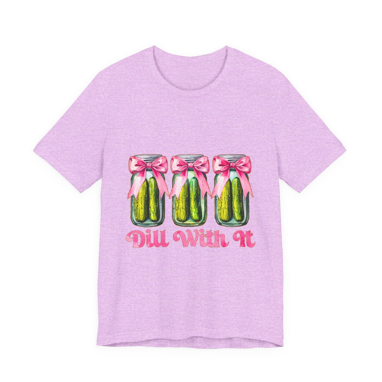 Dill With It Tee — Cute Pickle Jars with Pink Bows Graphic Shirt