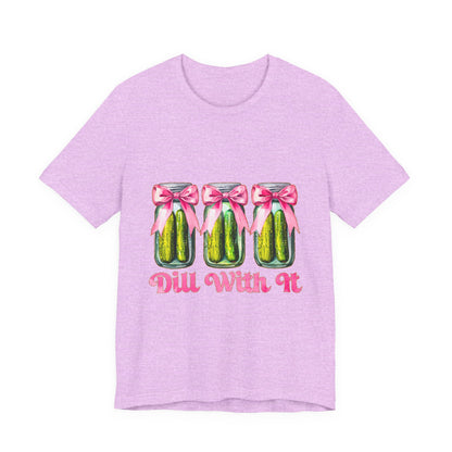 Dill With It Tee — Cute Pickle Jars with Pink Bows Graphic Shirt