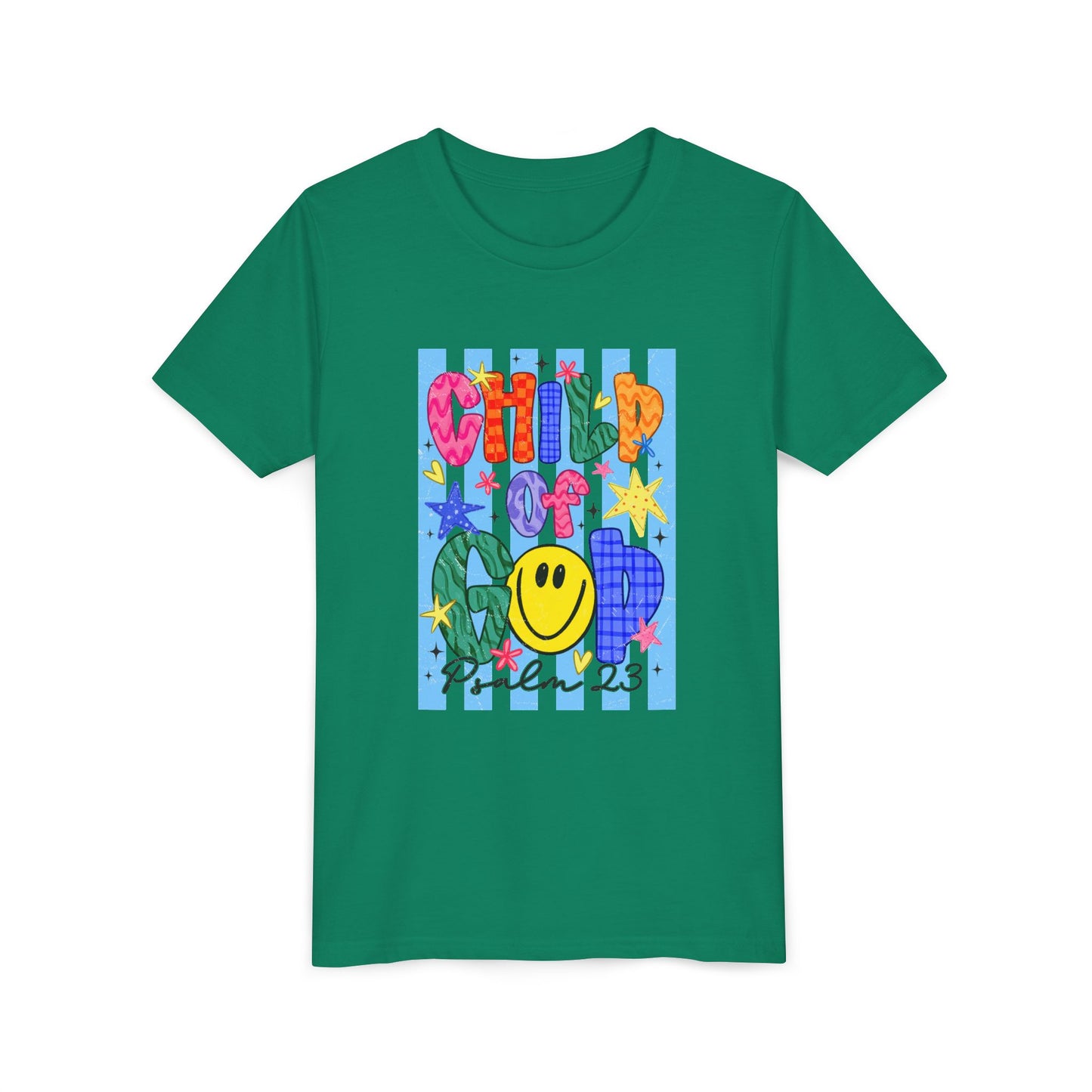 Child of God Youth T‑Shirt — Colorful Smiley Faith Tee