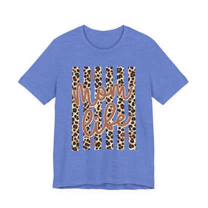 Mom Life Leopard Stripe Tee — "Mom Life" Graphic T-Shirt