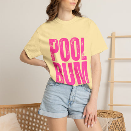Pool Bum T-Shirt — Vintage Pink Graphic Tee for Pool Lovers